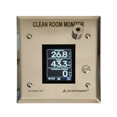 Differential Pressure, Temperature and Humidity Monitor with TFT Display for Cleanrooms | Ace AI-CRM3-TFT